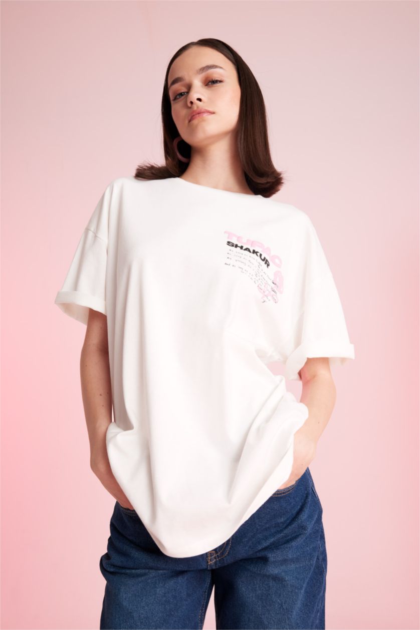 WOMAN White Tupac Shakur Oversize Back Printed T-Shirt