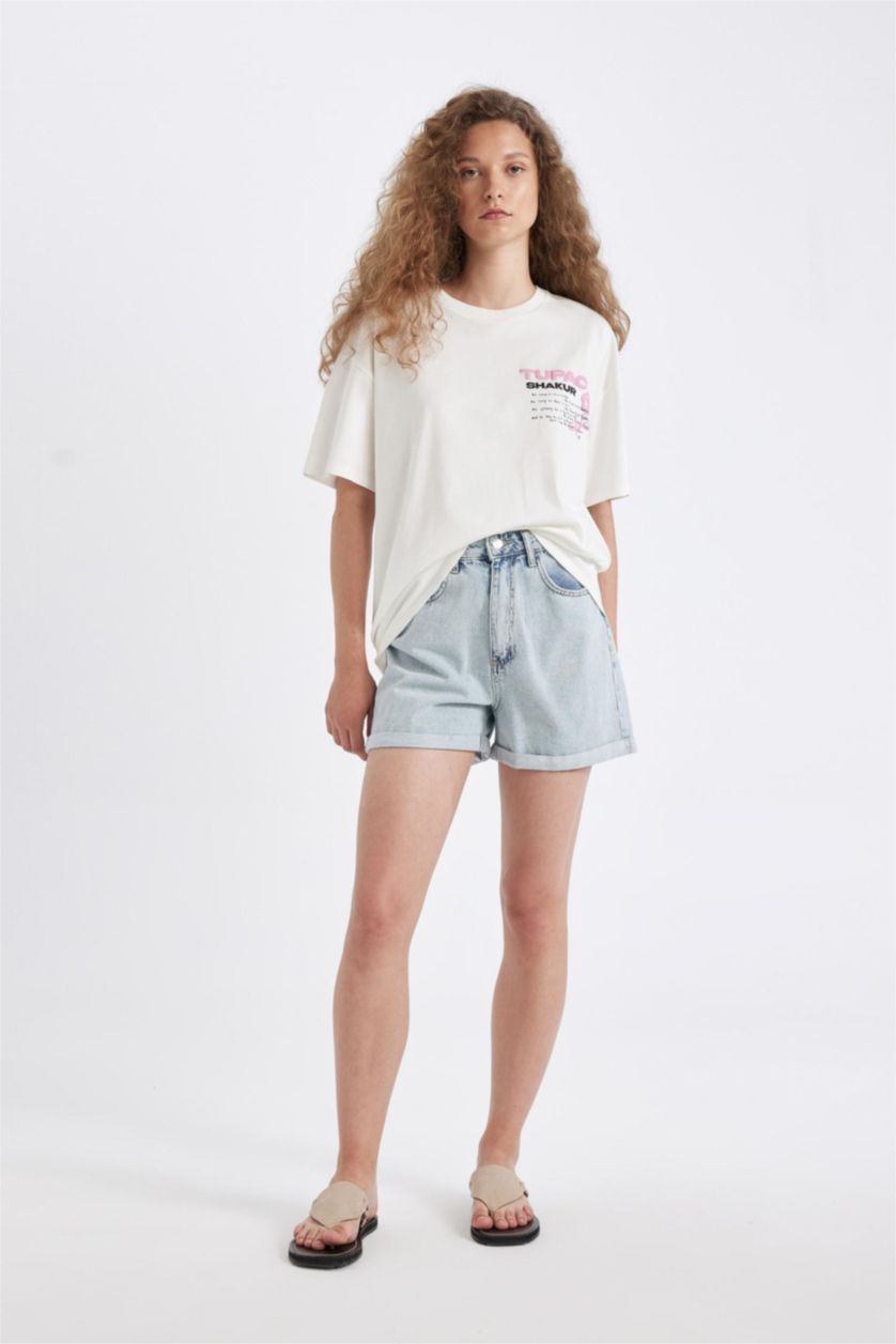 WOMAN White Tupac Shakur Oversize Back Printed T-Shirt