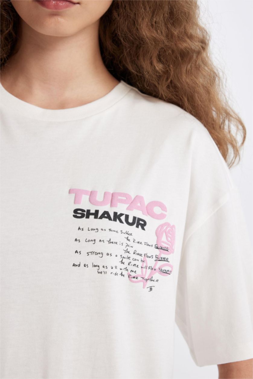 WOMAN White Tupac Shakur Oversize Back Printed T-Shirt