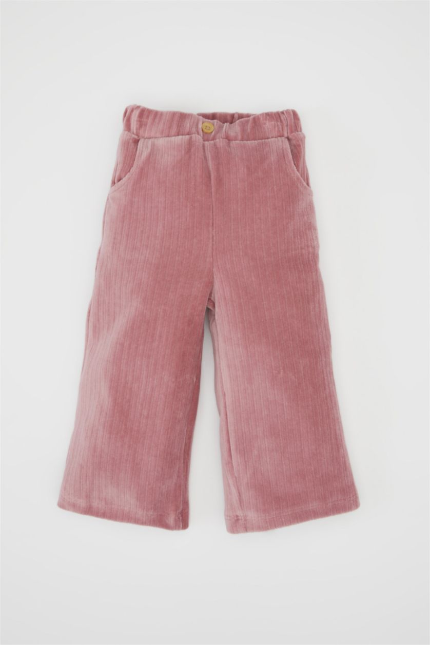 BÉBÉ FILLE Bordeaux Pantalon à coupe régulière et taille élastique pour bébé Fille