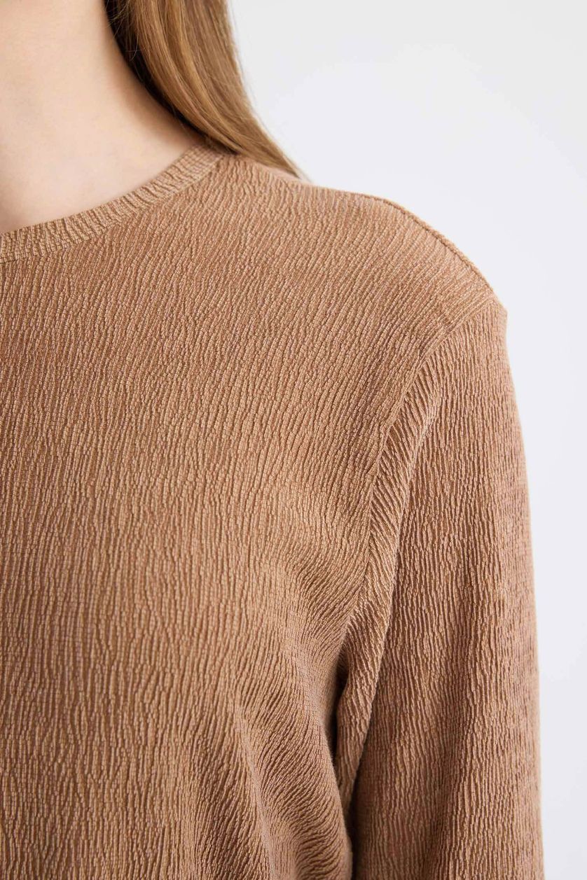 نساء بني فستان ميدي ردن طويل منسوج قصة عادية