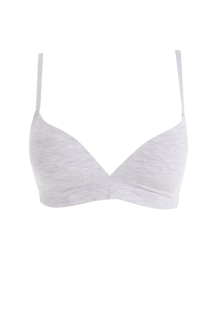 WOMAN Grey Melange Padded Cotton Bra