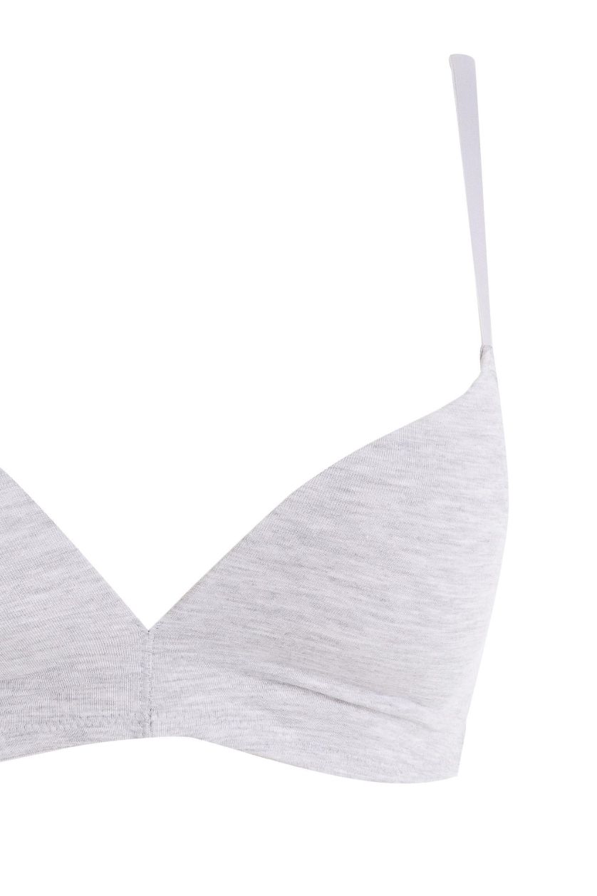 WOMAN Grey Melange Padded Cotton Bra