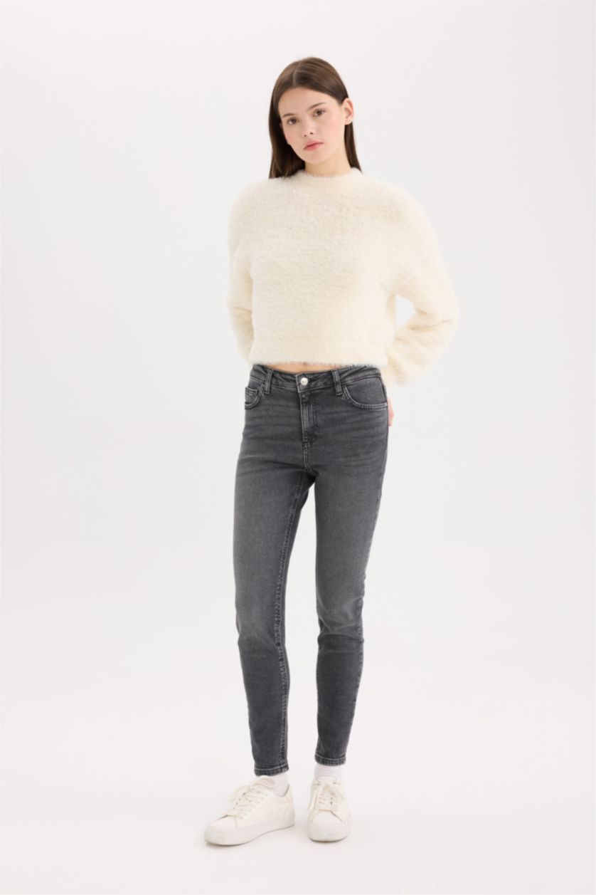 FEMME Anthracite Taille haute Coupe Skinny