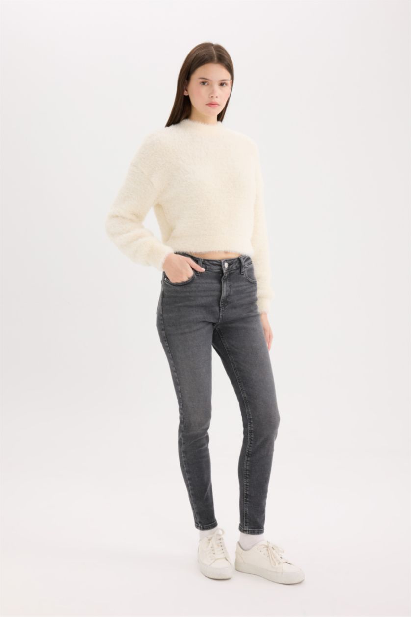 FEMME Anthracite Taille haute Coupe Skinny