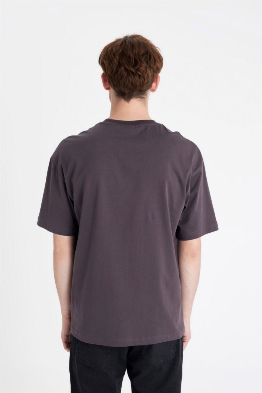 MAN Brown Boxy Fit Crew Neck Short Sleeve Basic T-Shirt