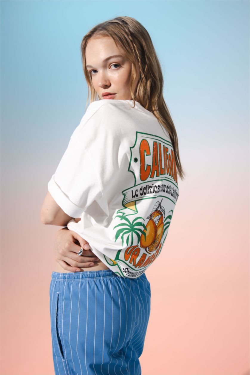 FEMME Blanc T-Shirt imprimé Oversize à Manches Courtes