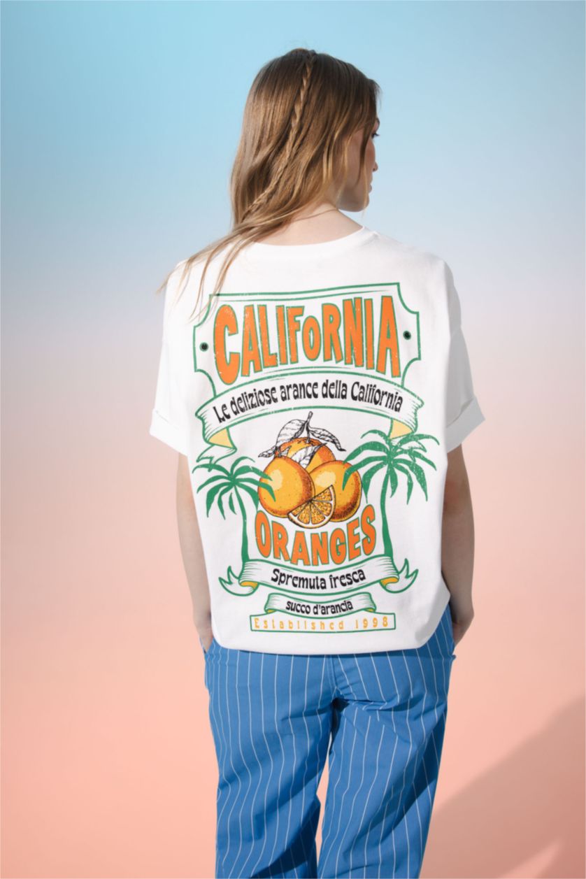 FEMME Blanc T-Shirt imprimé Oversize à Manches Courtes