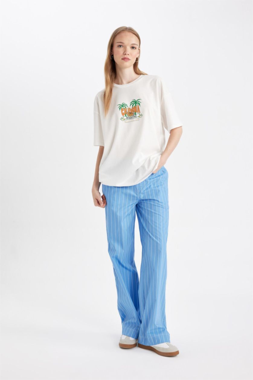 FEMME Blanc T-Shirt imprimé Oversize à Manches Courtes