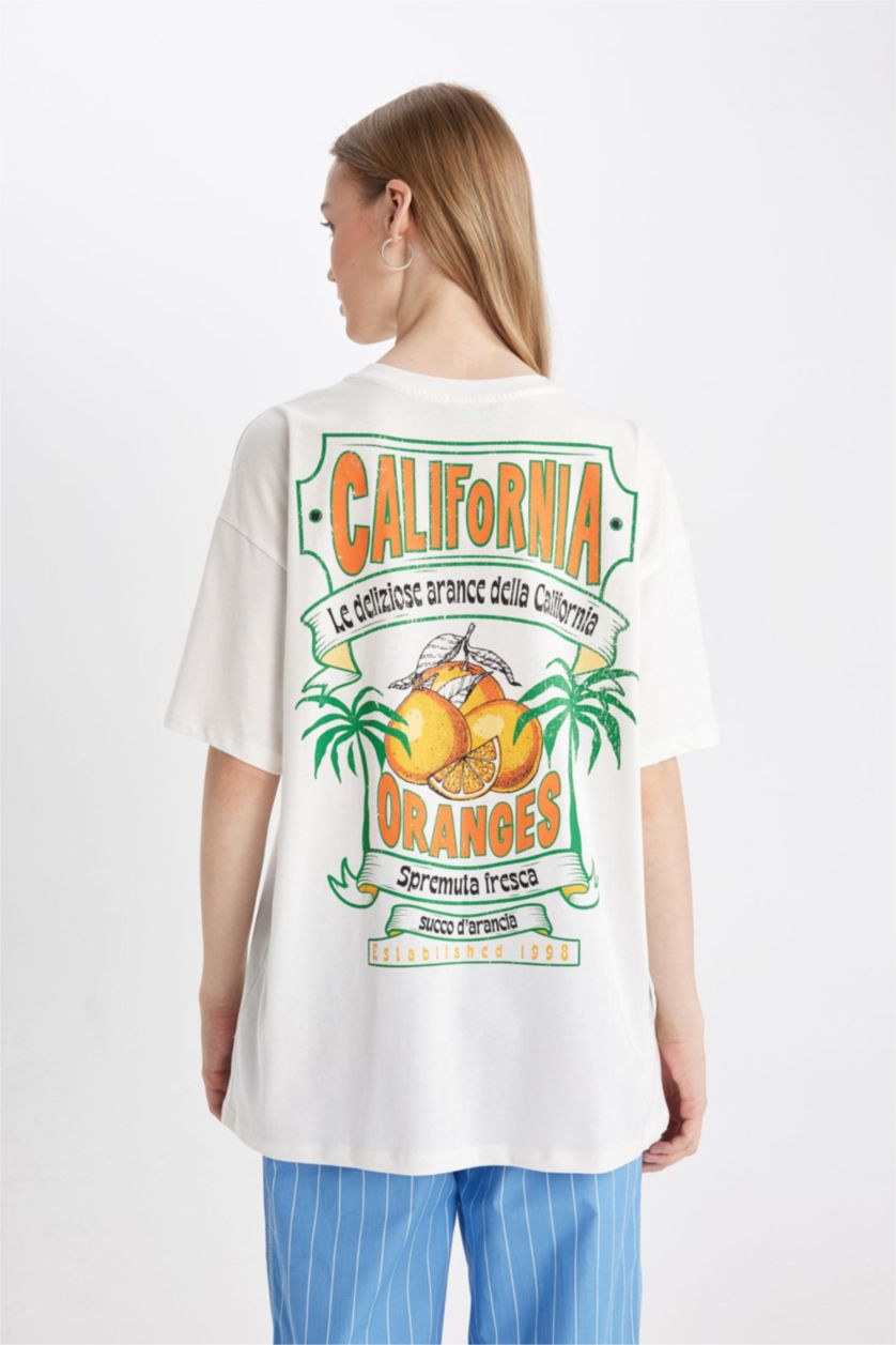FEMME Blanc T-Shirt imprimé Oversize à Manches Courtes