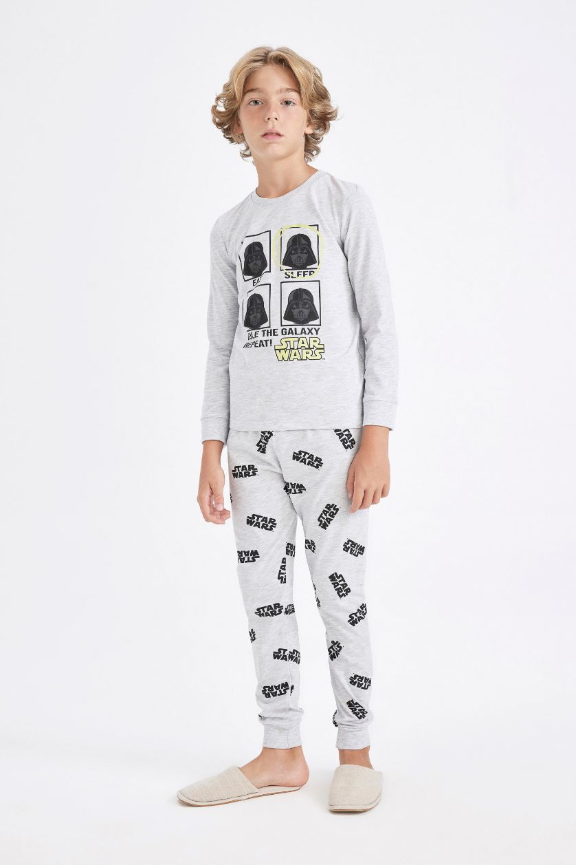 BOYS & TEENS Light Grey Melange Boy Star Wars 2 Piece Pajama Set