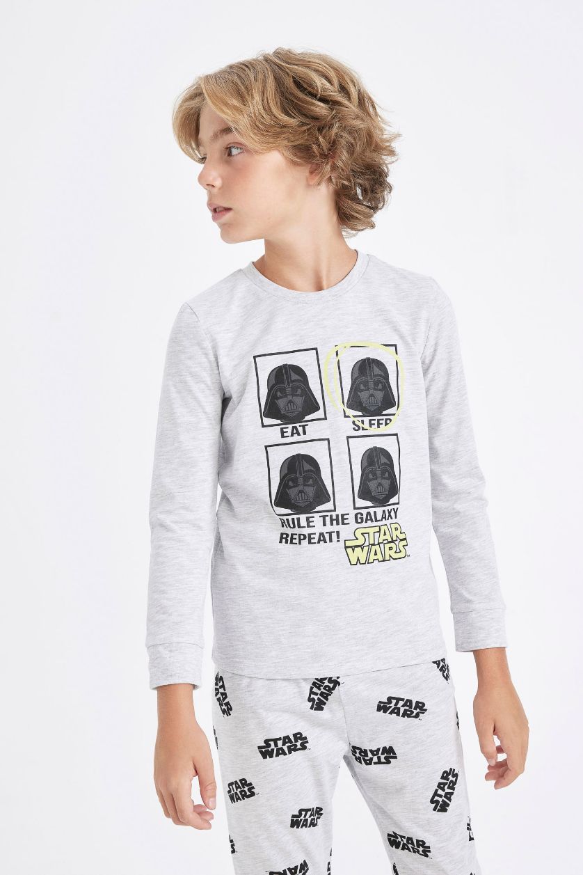 BOYS & TEENS Light Grey Melange Boy Star Wars 2 Piece Pajama Set