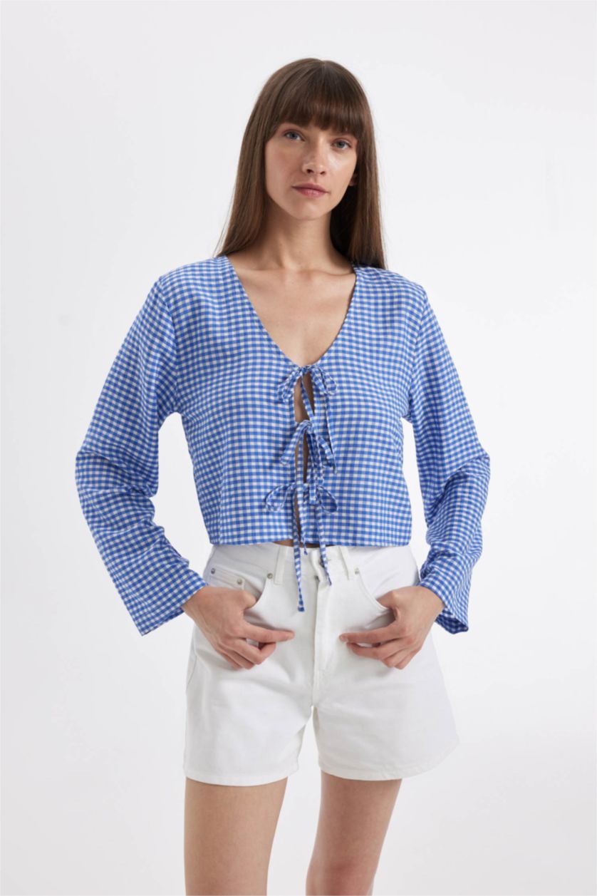 نساء اللون الملكي Regular Fit Crinkle