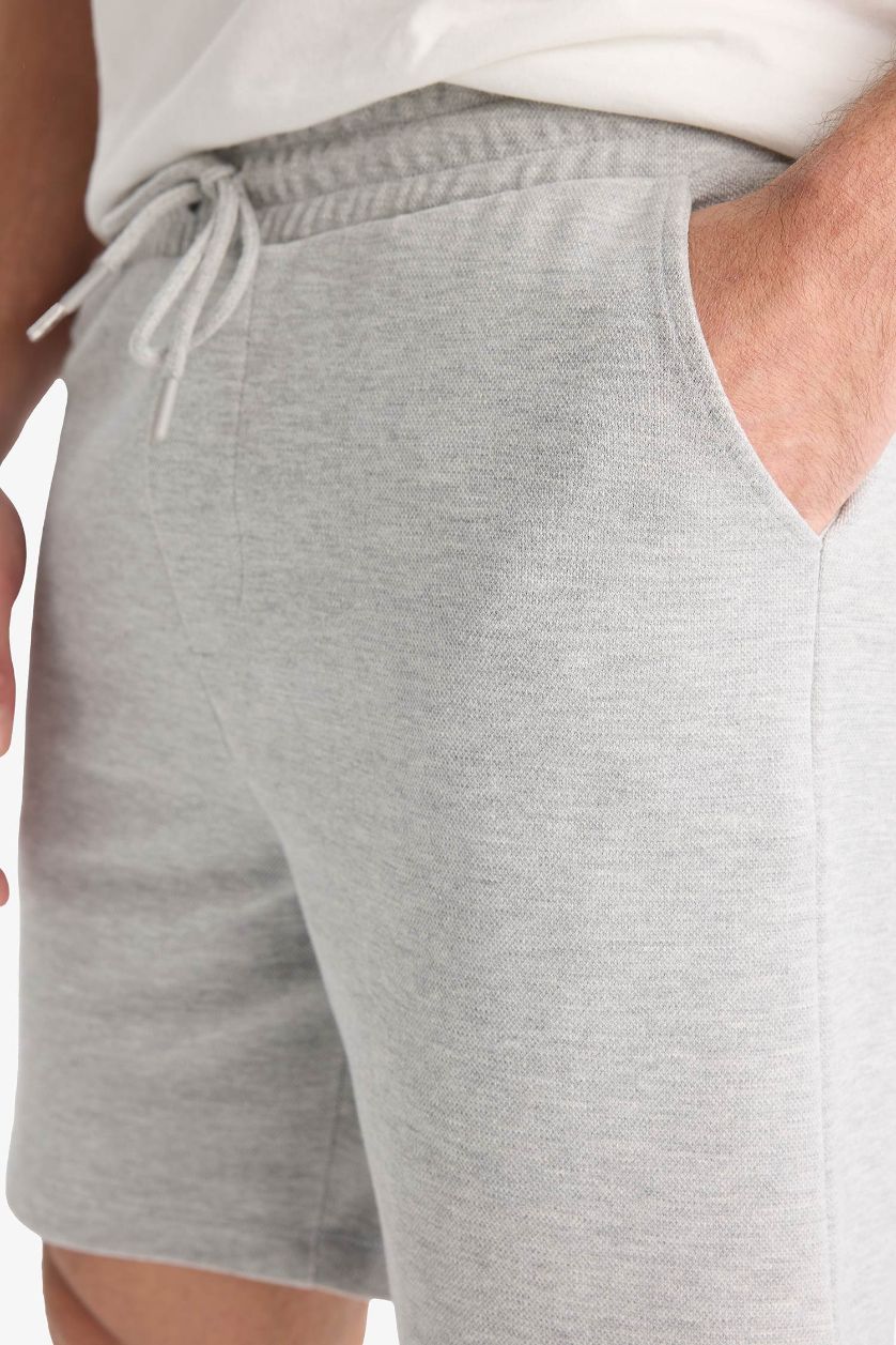 Erkek Gri Melanj Regular Fit Basic Düz Şort
