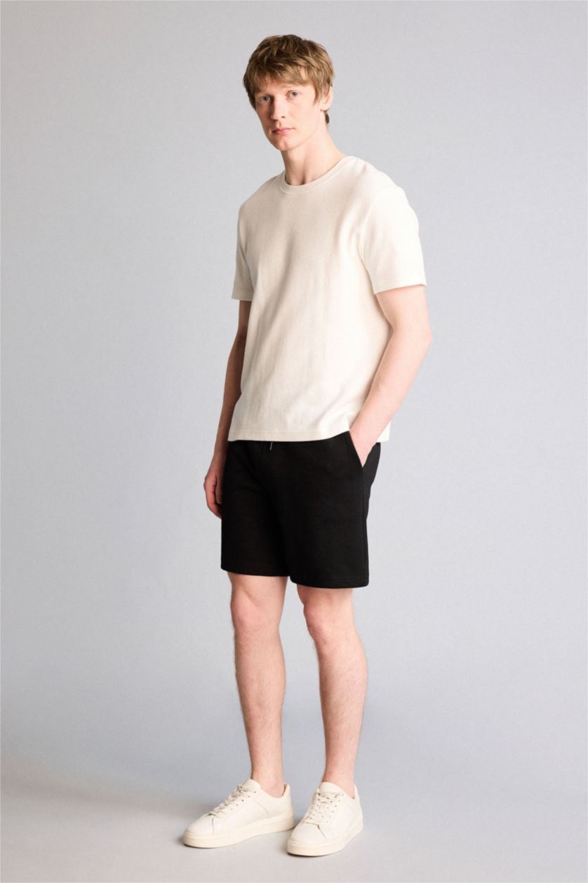 Man Black Regular Fit Shorts