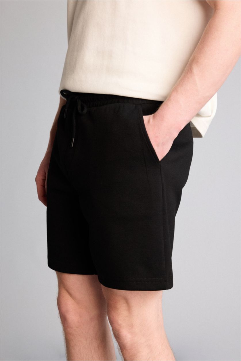 Man Black Regular Fit Shorts