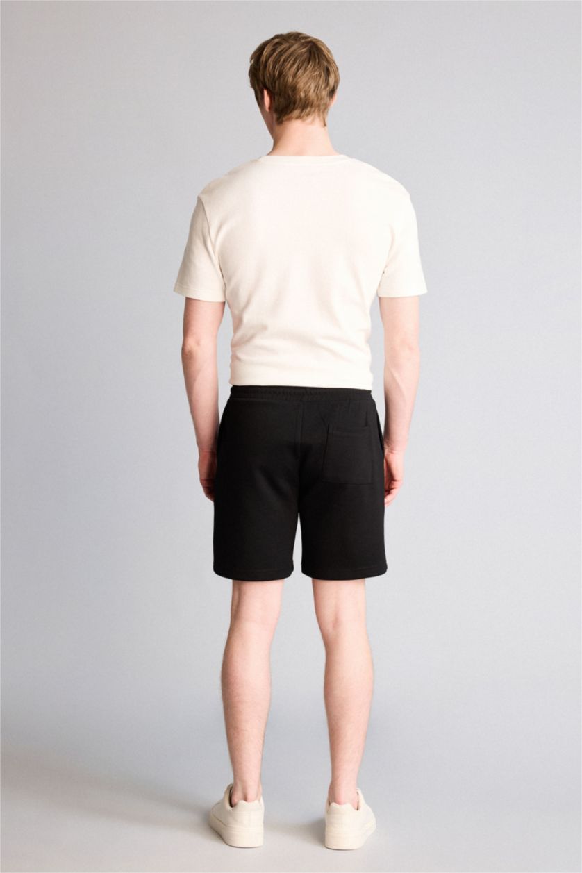 Man Black Regular Fit Shorts