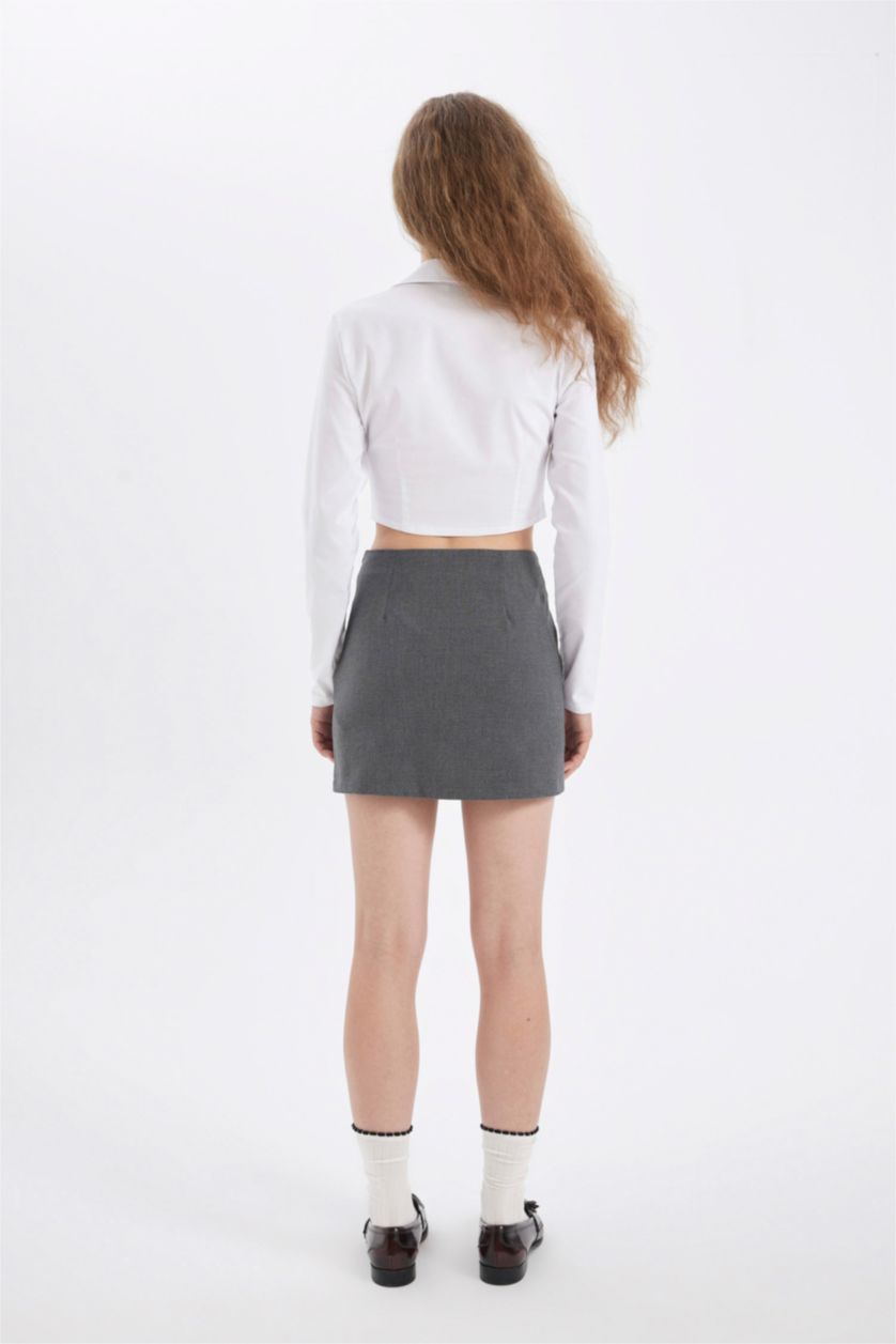 FEMME Anthracite Mini Jupe à Taille haute avec doublure en coton