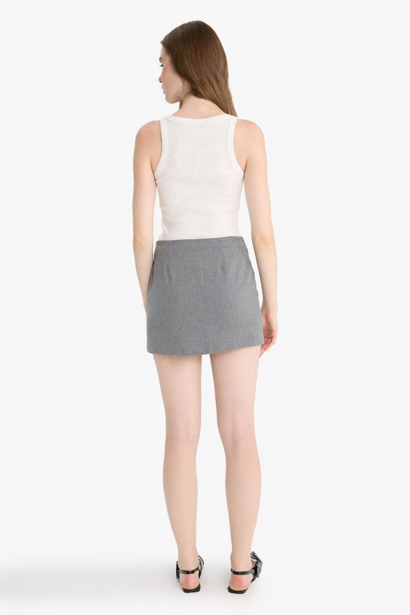 Женщины Серый Мини-юбка с высокой талией