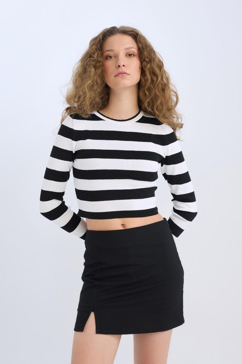 WOMAN Black High Waist Mini Skirt