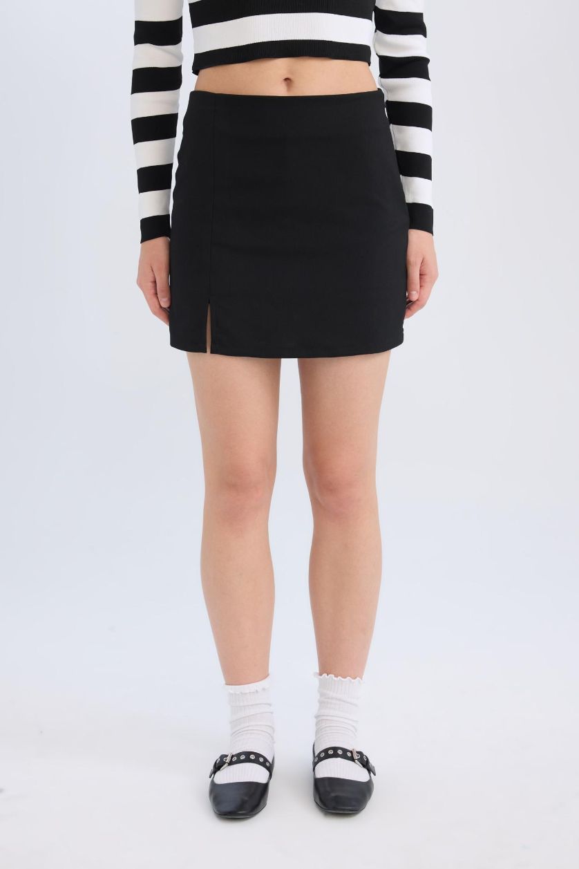 WOMAN Black High Waist Mini Skirt