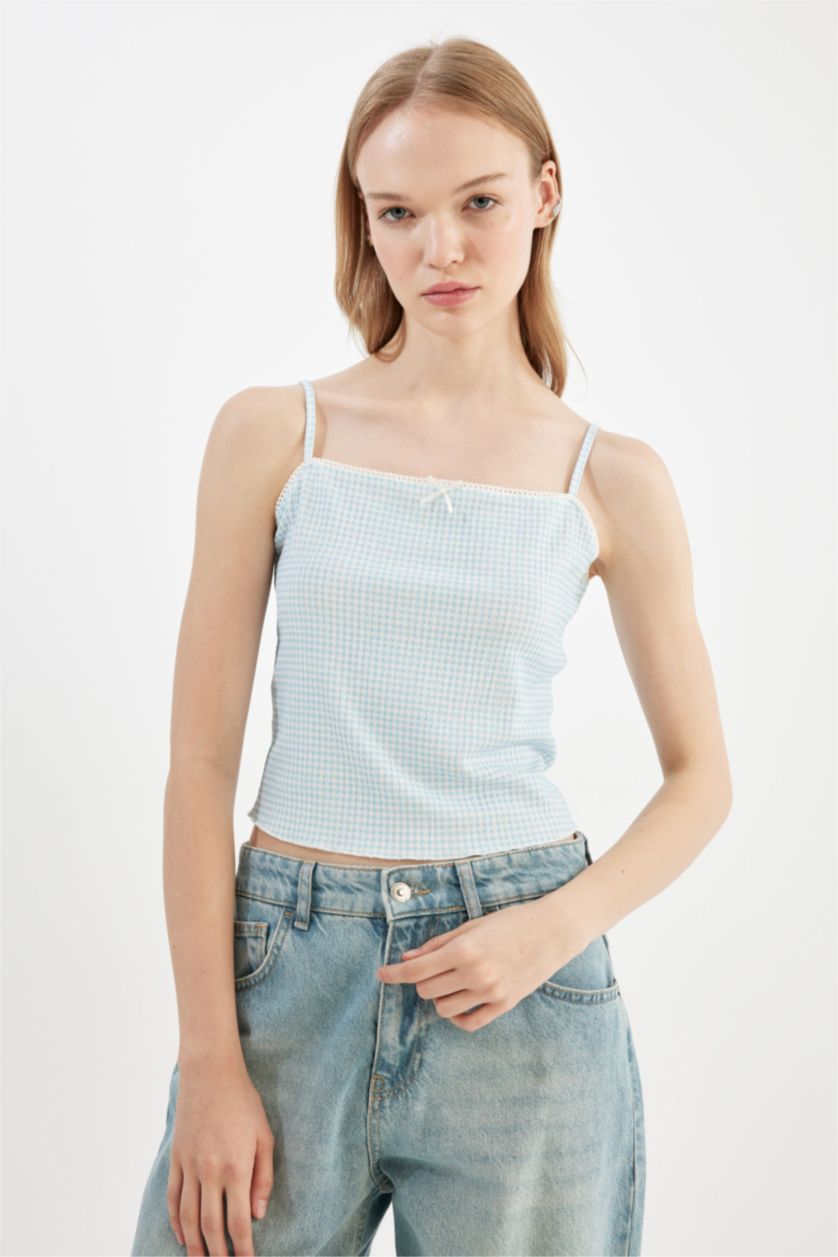 WOMAN Aqua Fitted Printed Tank Top