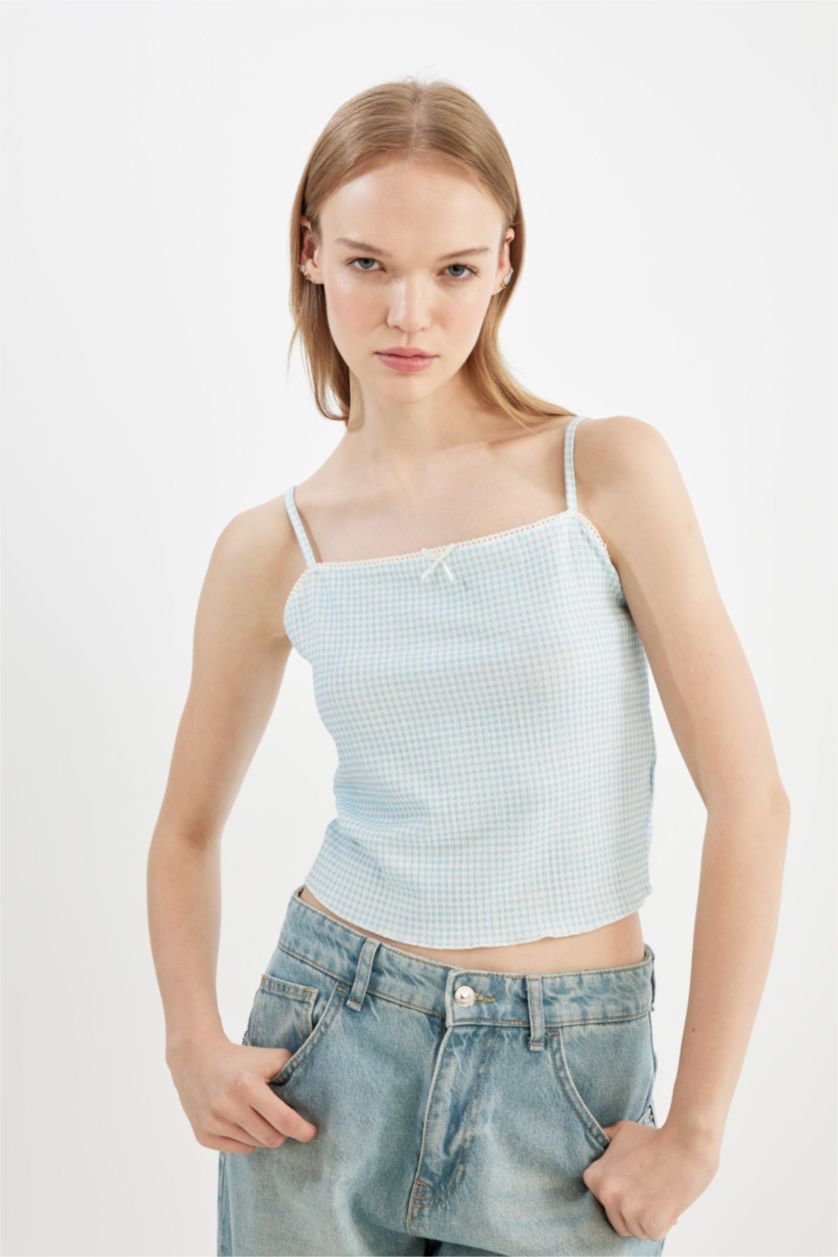 WOMAN Aqua Fitted Printed Tank Top