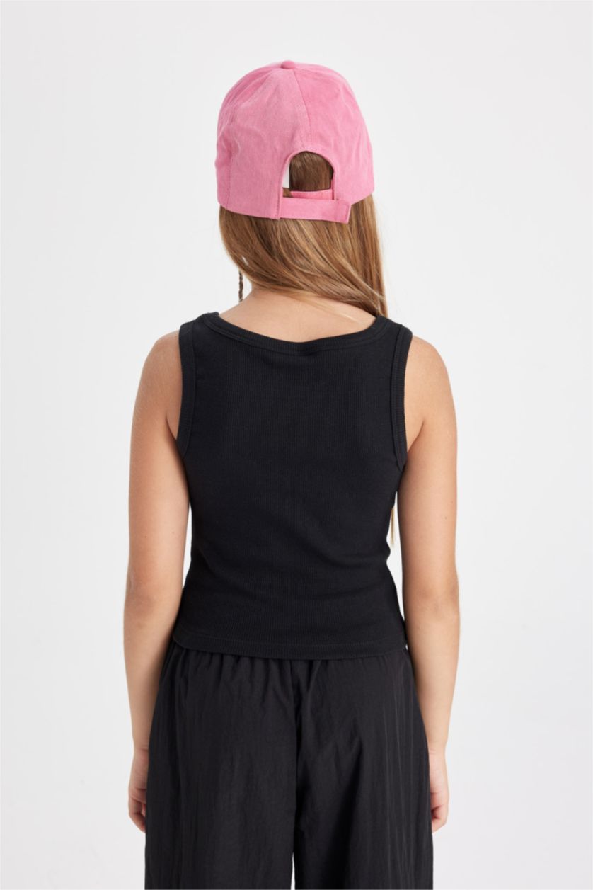 Kız Çocuk - Genç Kız Siyah Bisiklet Yaka Yıldız Desenli Atlet Kız Çocuk