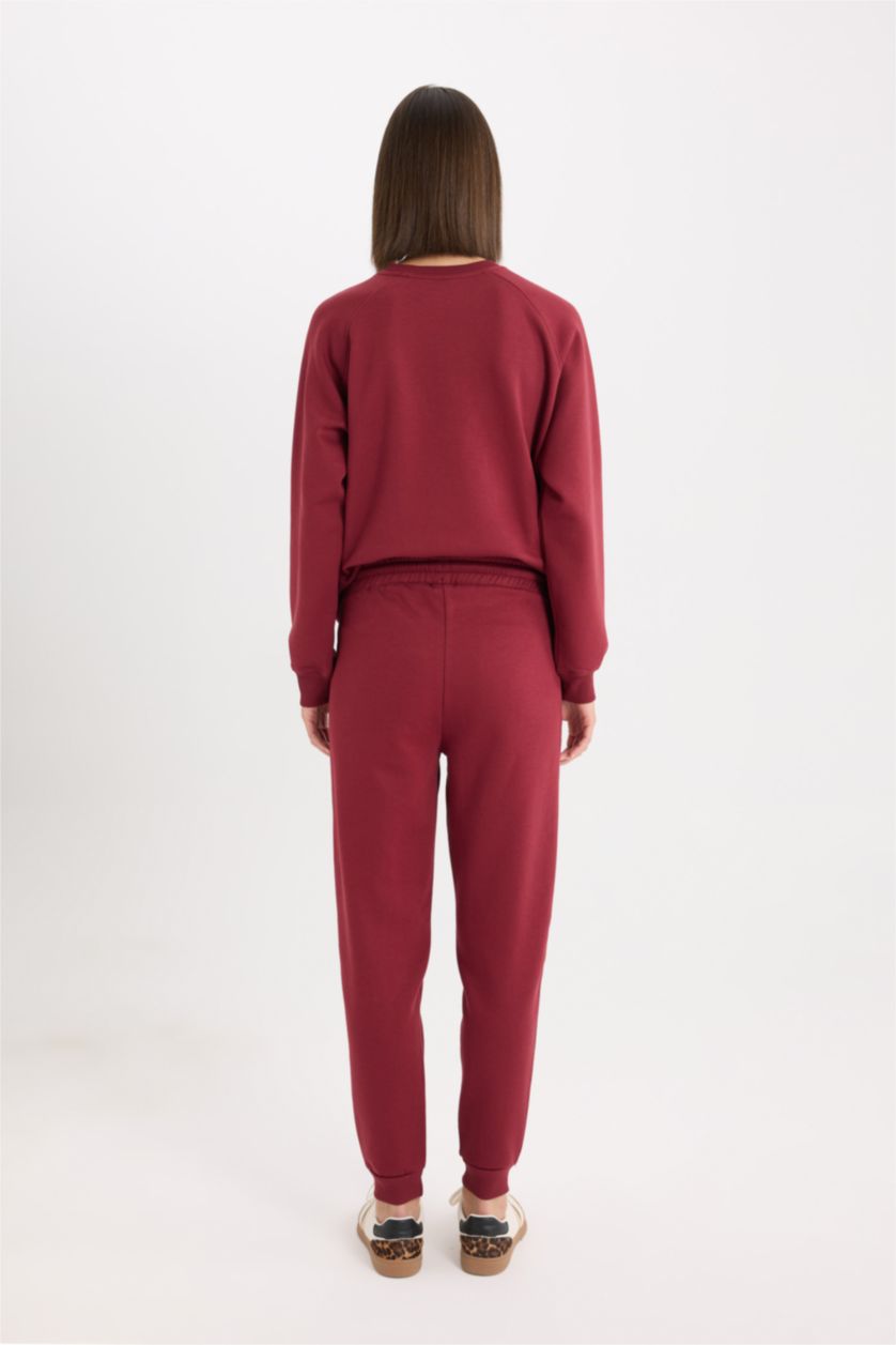 FEMME Bordeaux Pantalon Jogging de taille standard en tissu de sweat épais avec poches