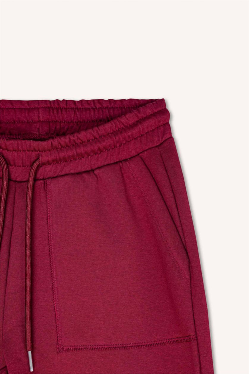 FEMME Bordeaux Pantalon Jogging de taille standard en tissu de sweat épais avec poches