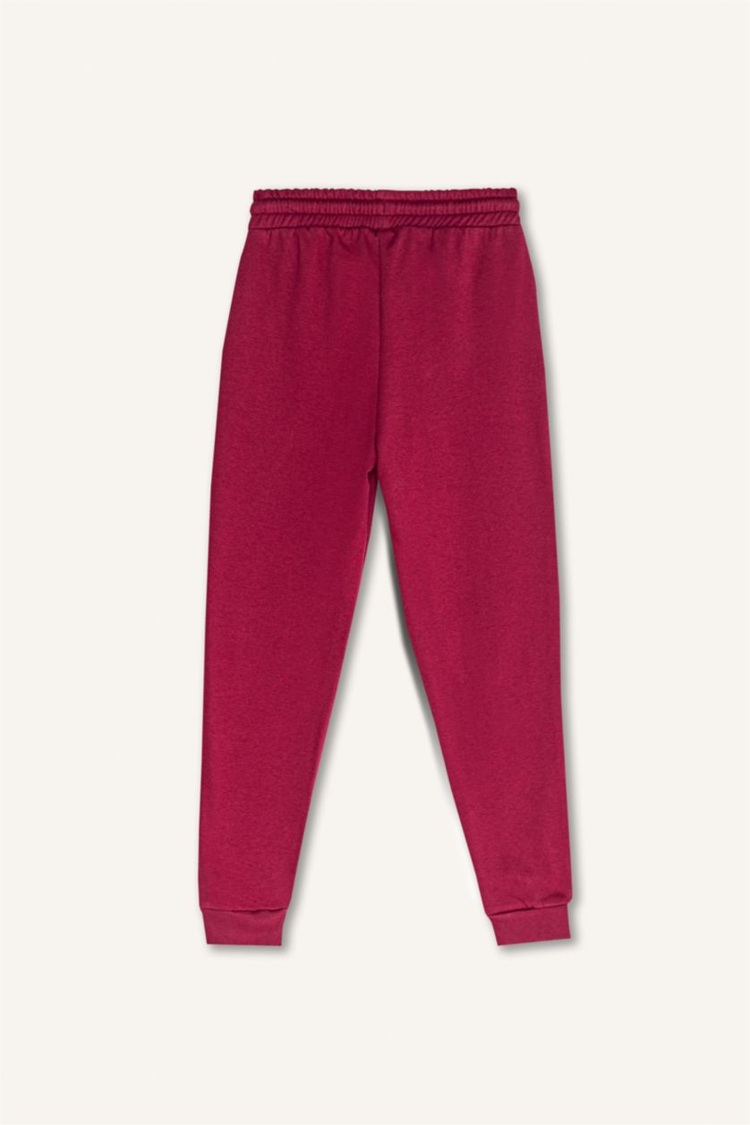 FEMME Bordeaux Pantalon Jogging de taille standard en tissu de sweat épais avec poches