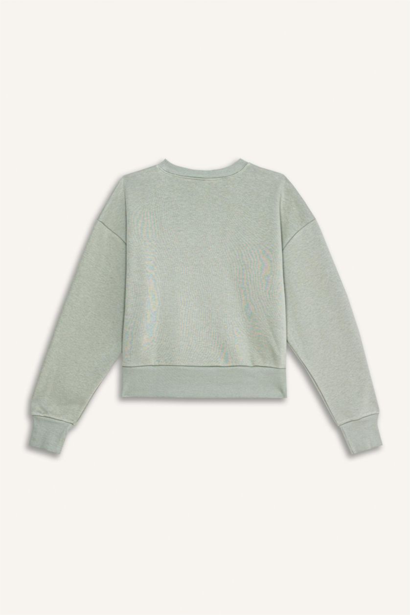 FEMME Kaki Clair Sweatshirt en tissu épais à Col rond et Coupe boxy