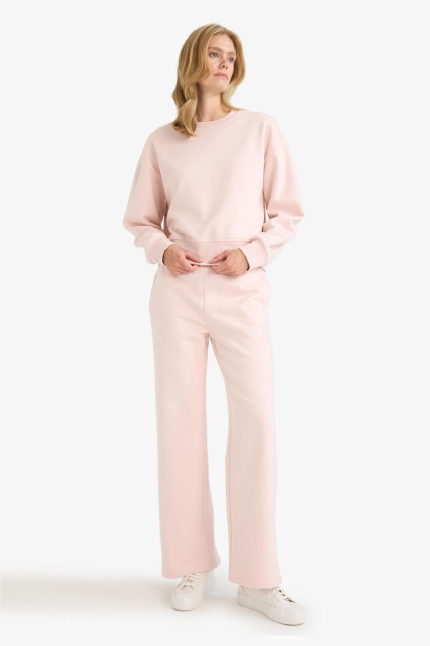 حريمي زهري فاتح بنطلون سادة بيزك تقيل قصة مستقيمة