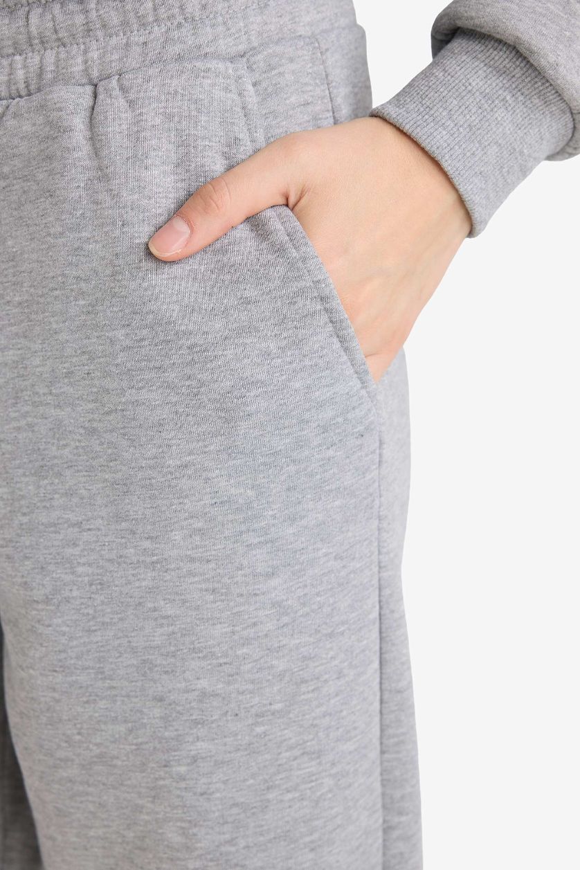 حريمي ميلانج رمادي بنطلون قماش سميك جوجر فيت