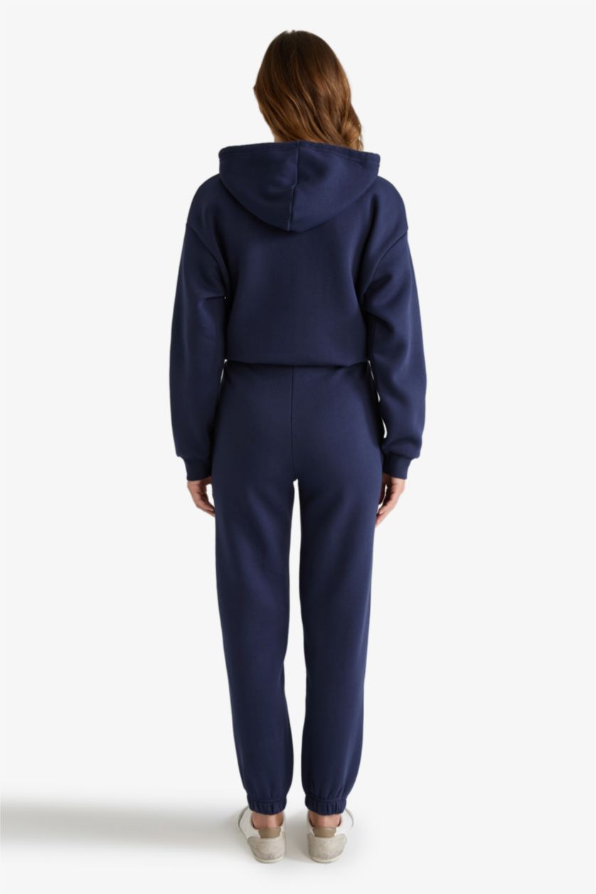 WOMAN NAVY Jogger Fit Thick Fabric Trousers