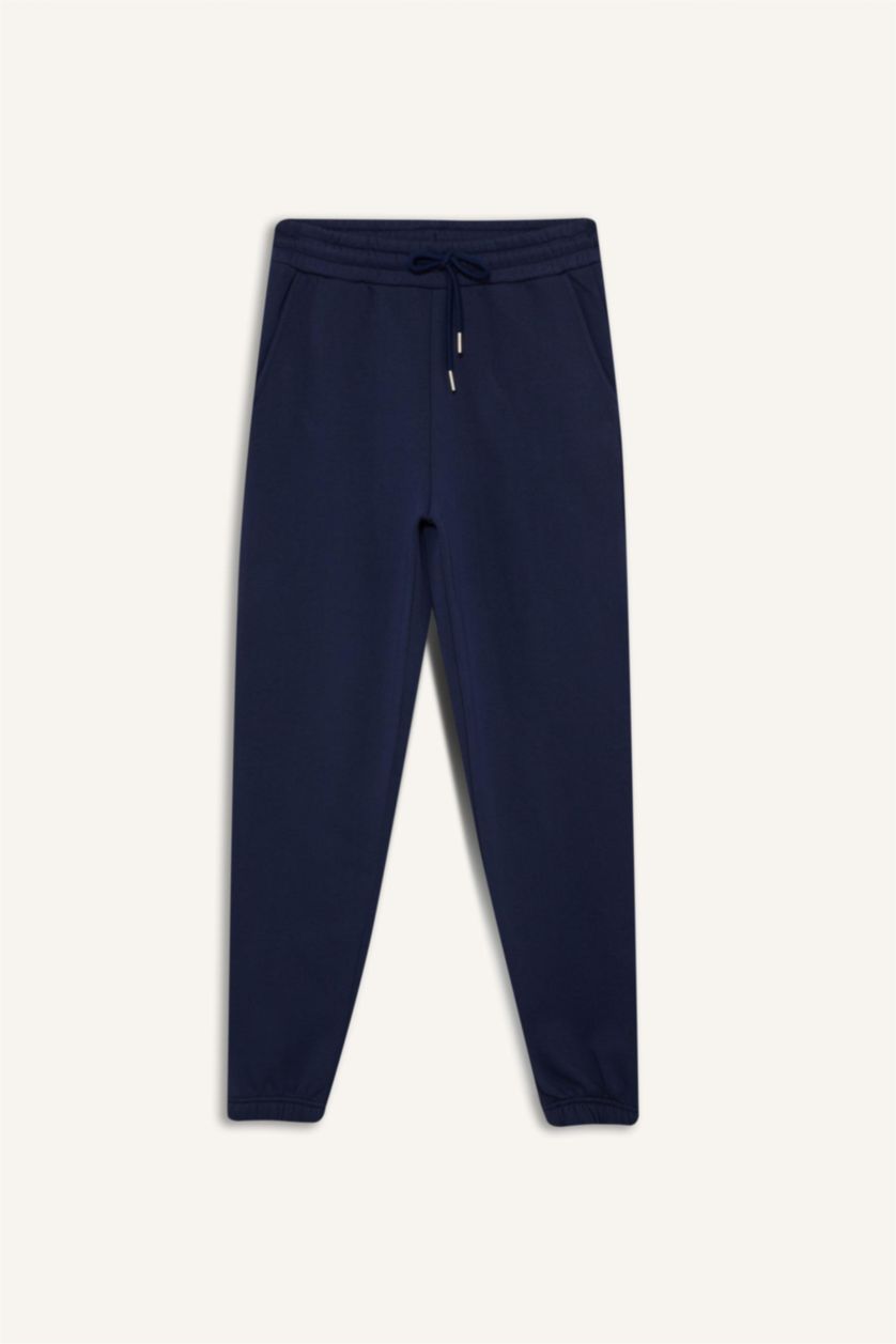 WOMAN NAVY Jogger Fit Thick Fabric Trousers