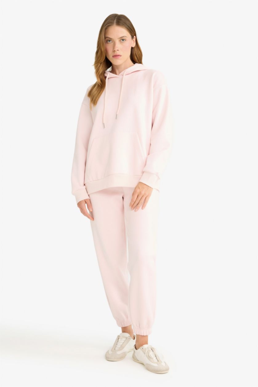WOMAN Light Pink jogger Thick Sweatshirt Fabric Trousers