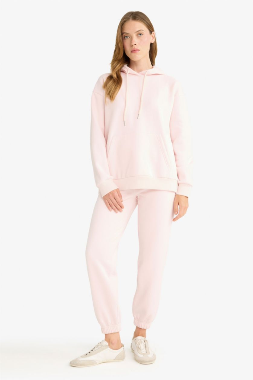 WOMAN Light Pink jogger Thick Sweatshirt Fabric Trousers