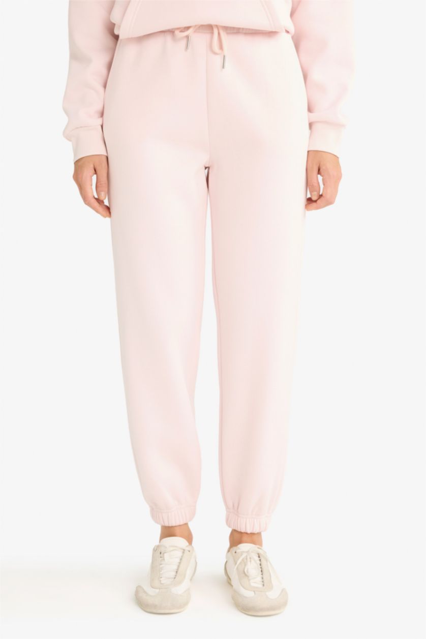 WOMAN Light Pink jogger Thick Sweatshirt Fabric Trousers