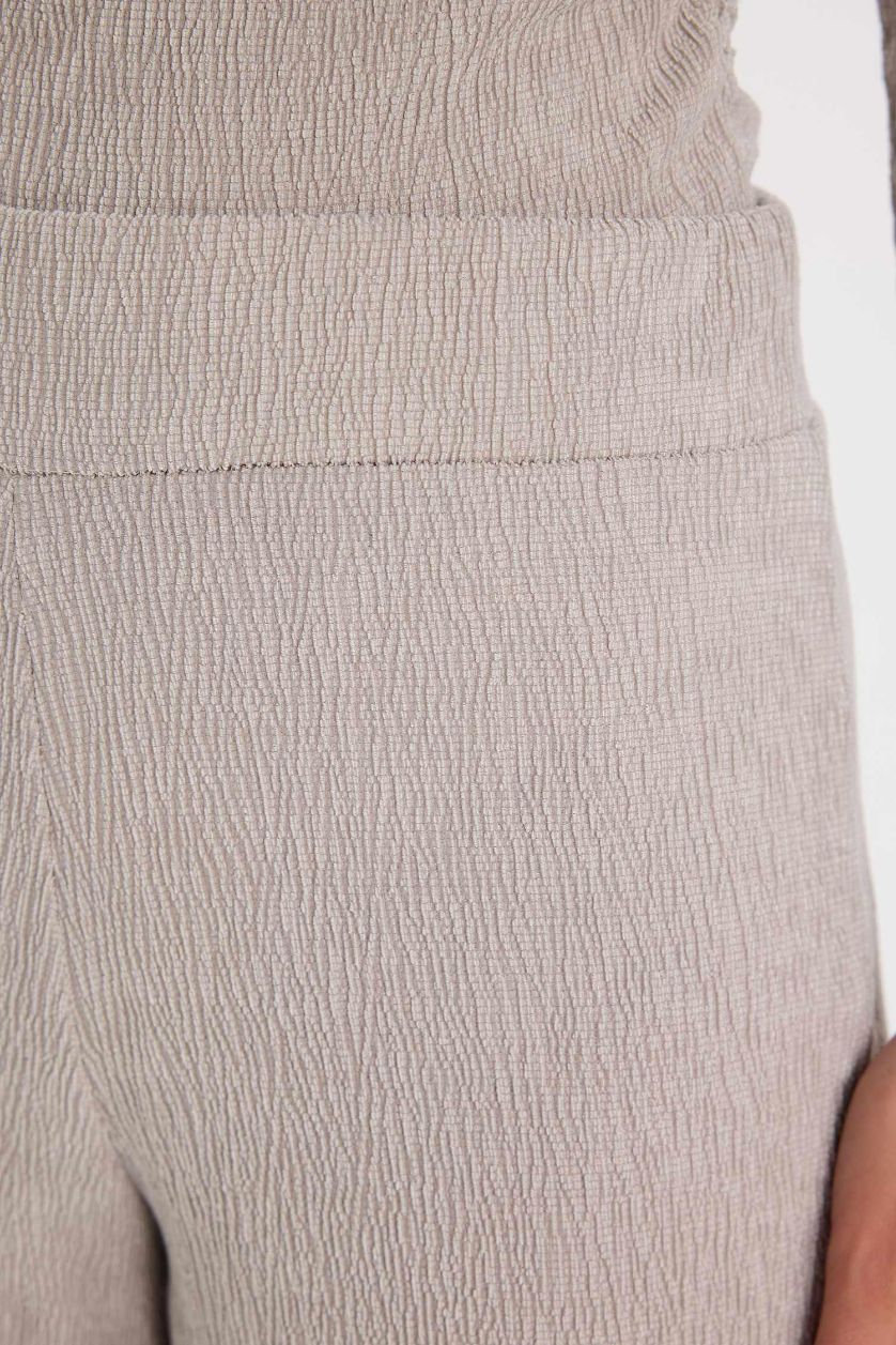 Kadın Gri Wide Leg Bürümcük Pantolon