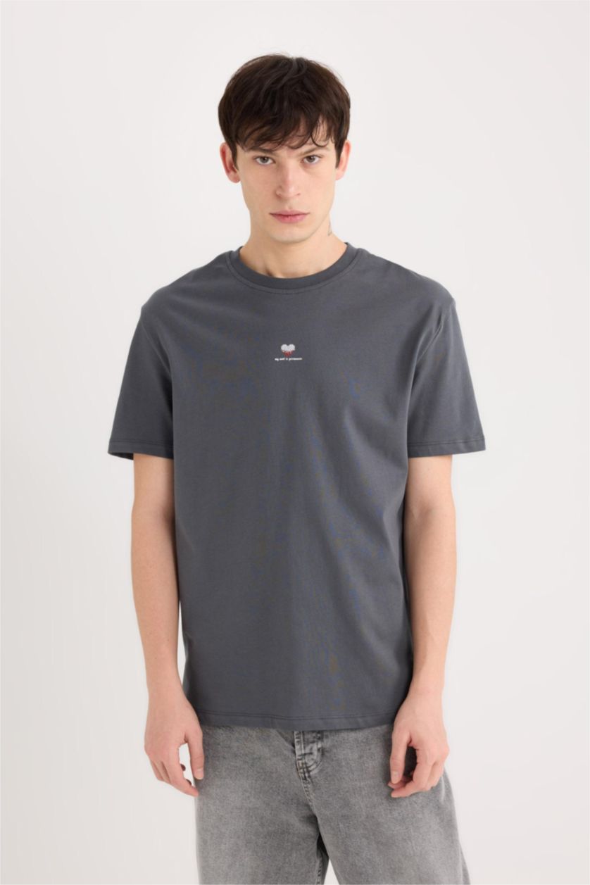 رجال أنثرا تيشيرت نص ردن قصة عادية بياخة مستديرة