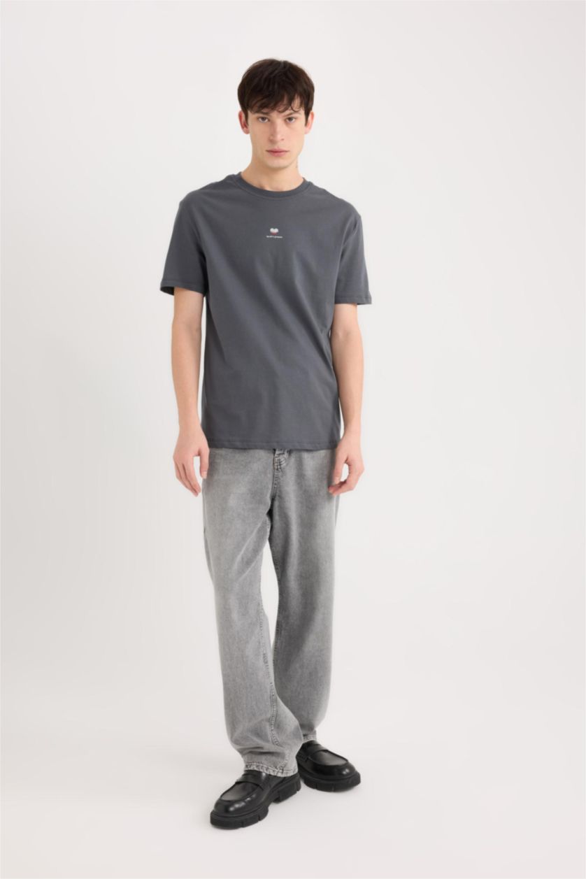 رجال أنثرا تيشيرت نص ردن قصة عادية بياخة مستديرة