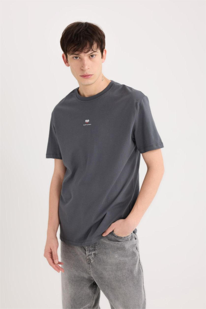 رجال أنثرا تيشيرت نص ردن قصة عادية بياخة مستديرة