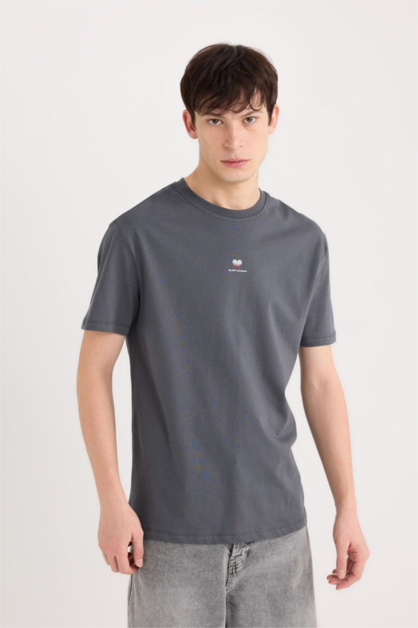 رجال أنثرا تيشيرت نص ردن قصة عادية بياخة مستديرة