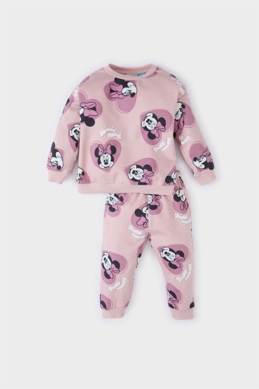 BÉBÉ FILLE Violet Ensemble Sweatshirt à col rond imprimé et Jogging Disney Mickey & Minnie pour bébé fille