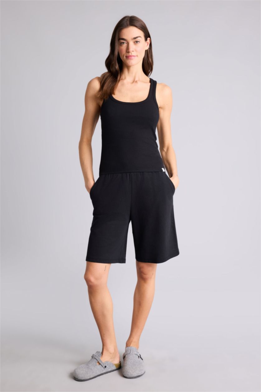 حريمي أسود تانك توب بيزك مضلع