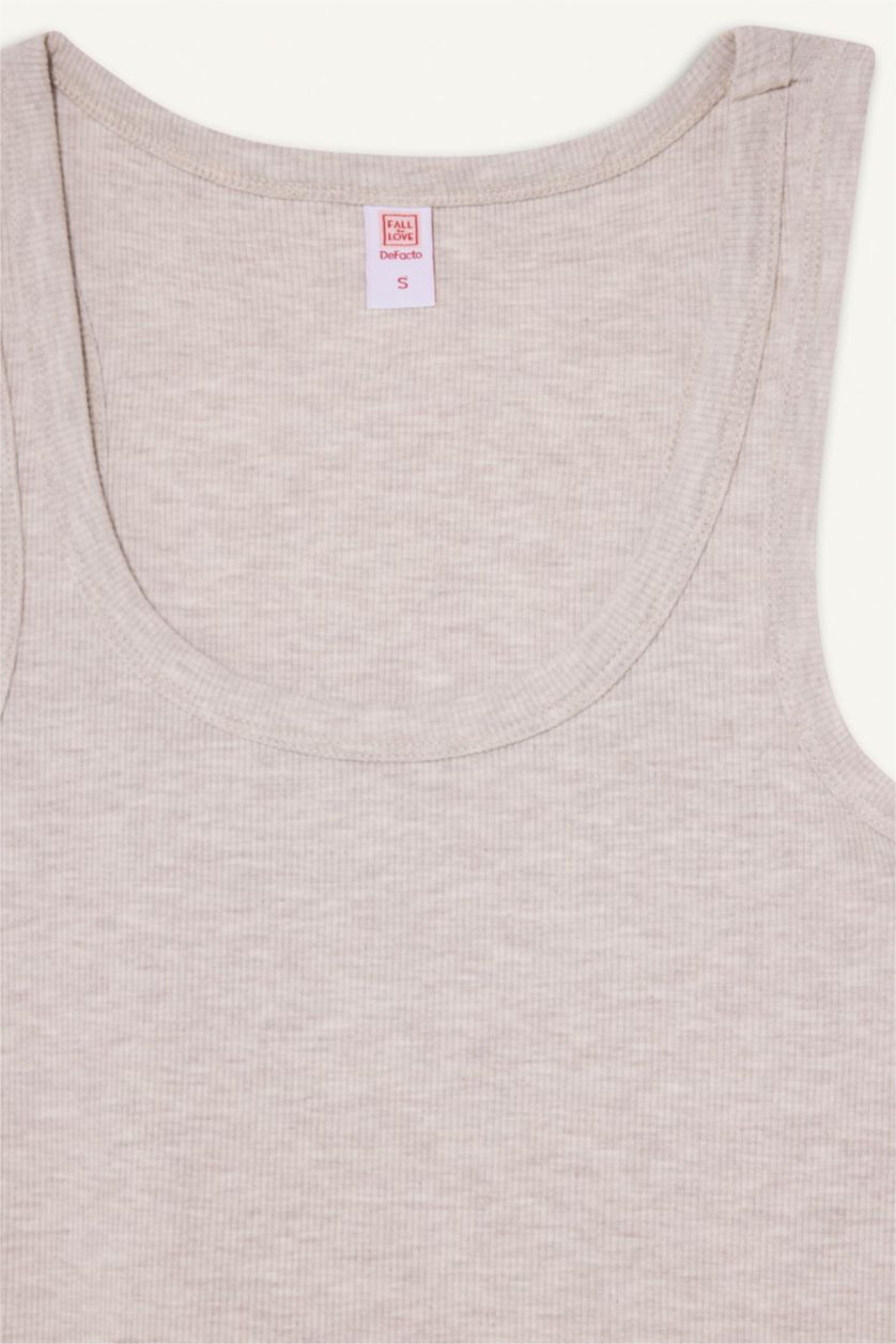 Kadın Açık Kahve Melanj Ribana Atlet