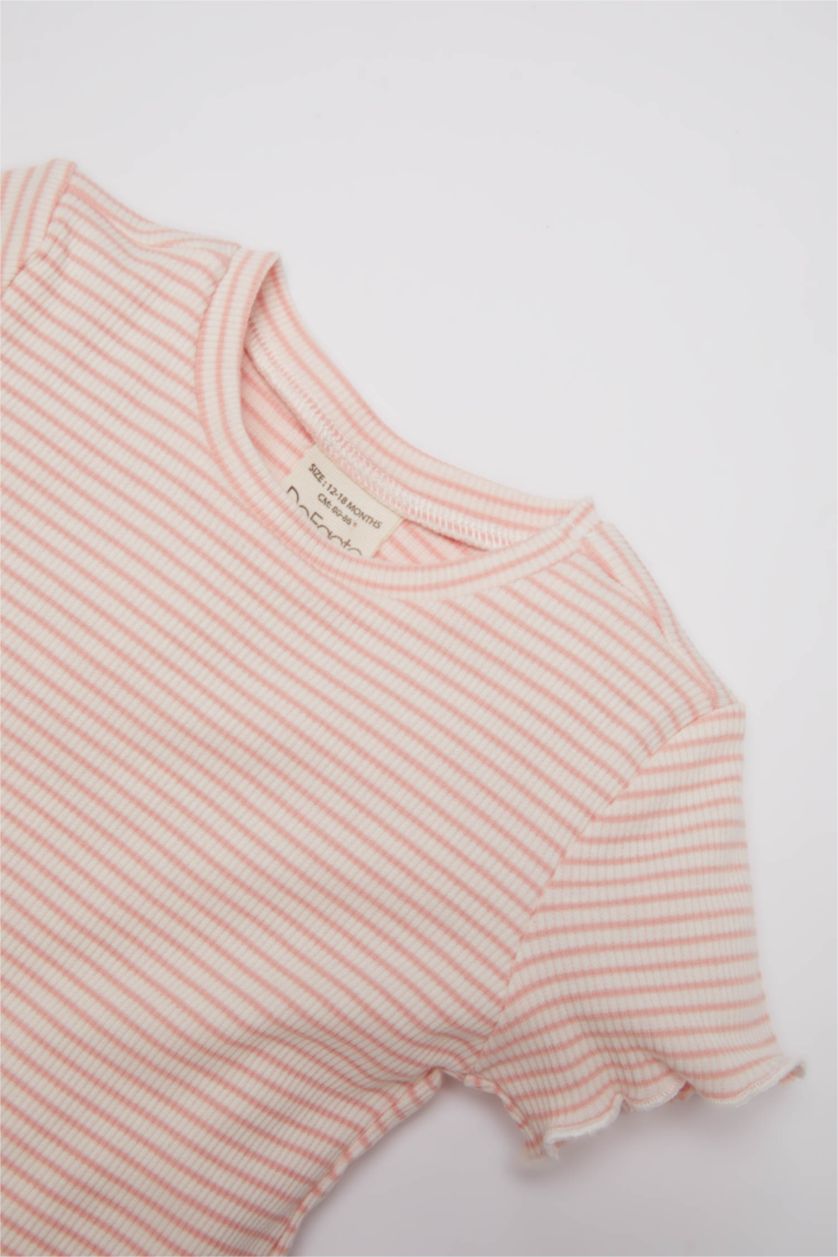 Baby Girl Pink Baby Girl Striped Ribbed Camisole T-Shirt