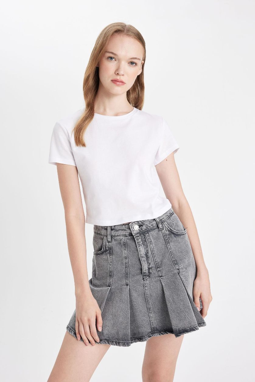 WOMAN Black Fashion Fit Denim Mini Skirt