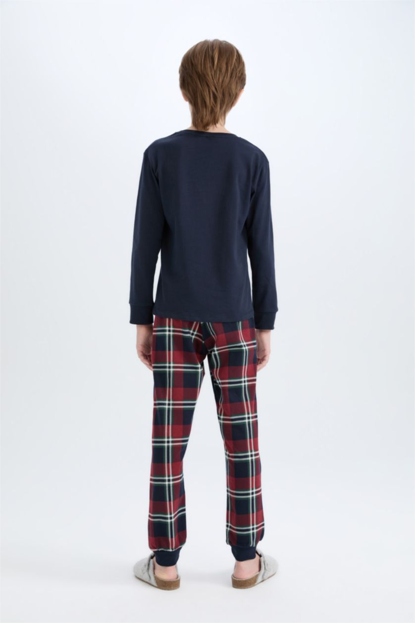 GARÇONS Marin Ensemble Pyjama Haut à manches longues et col rond et Bas long pour Garçon